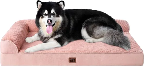 Vista 75 de EHEYCIGA - Cama ortopédica para perros de tamaño mediano, cama de espuma viscoelástica para perros, color beige Small Dog Sofa with Washable