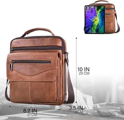 Vista 3 de COSCOOA Bolso de hombro para hombre, bolso de cuero para hombre, bolso cruzado para hombre, bolso de mensajero, bolso de viaje