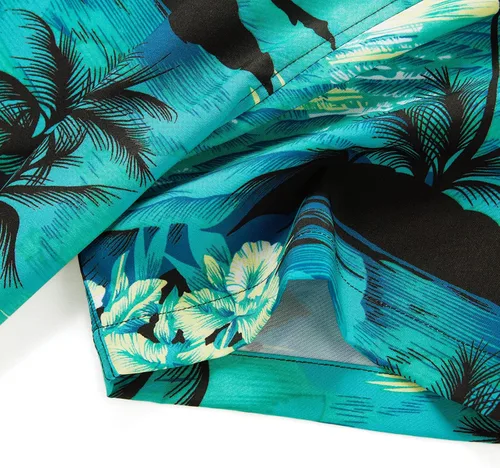 Vista 6 de EUOW - Camisa hawaiana estampada de manga corta para hombre, con botones, de verano, para playa
