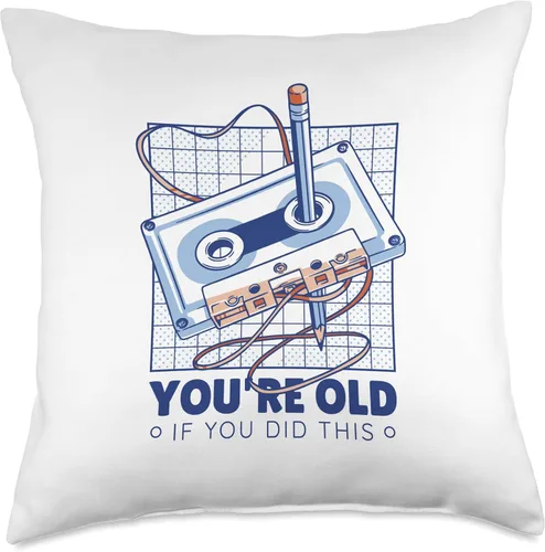 Vista 4 de 80s 90s Retro Party Mix Cassette Pen Radio Music Funny Throw Pillow