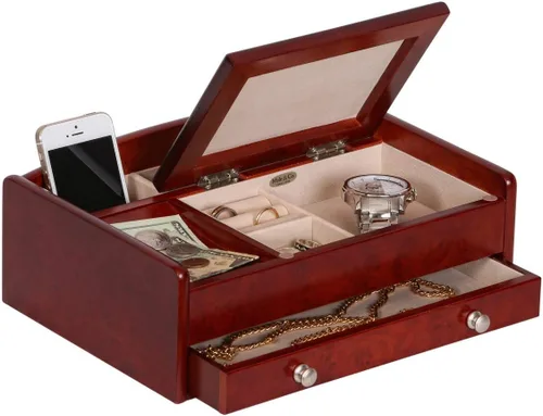 Vista 7 de Mele Co Bandeja personalizada Davin Valet para hombres organizador de joyero grabado personalizado para mesita de noche o aparador relojes llaves