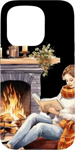 Vista 14 de iPhone 16 Book Reading In Fireplace Reader Bookworm Girls Women Case