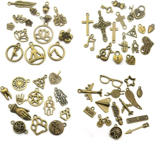 Vista 2 de 100 Uds. a granel lotes mini encantos de bronce antiguo para suministros de fabricación de joyas DIY material de artesanía accesorios pulsera