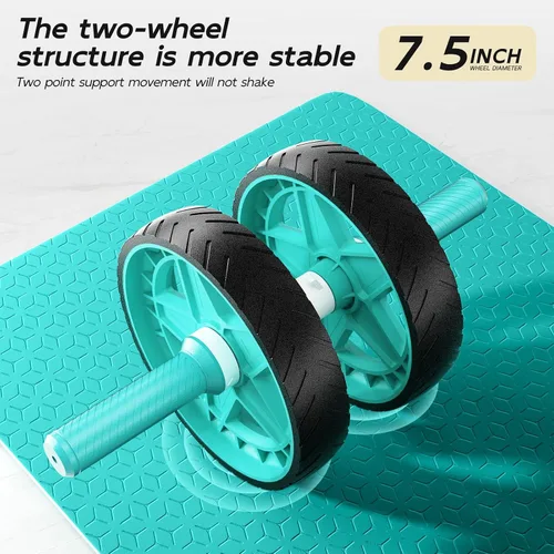 Vista 7 de Double-Wheel Ab Roller for Core Training – Rebound Design with Adjustable Elastic Band, Silent Non-Slip Wheels, Detachable Build, Knee Pad & Bands