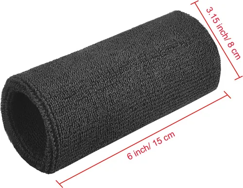 Vista 3 de WILLBOND 2 muñequeras de 6 pulgadas para hombres y mujeres, bandas de algodón atléticas de humedad para tenis, baloncesto, correr