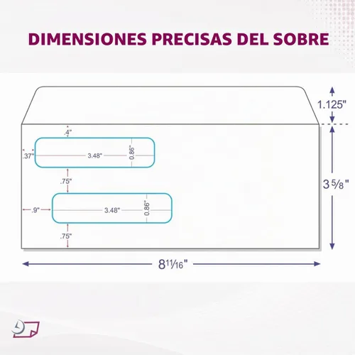 Vista 2 de NextDayLabels Sobres de doble ventana #8 – Paquete de 100 sobres de negocios listos para sellar con tinte de seguridad – Sobres autosellantes