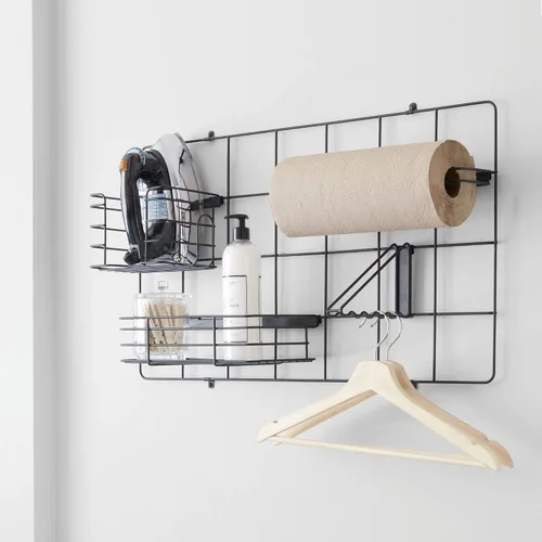 Vista 3 de InterDesign Jayce Sistema de pared metálica, panel de organización modular de rejilla para el almacenamiento adicional en la cocina