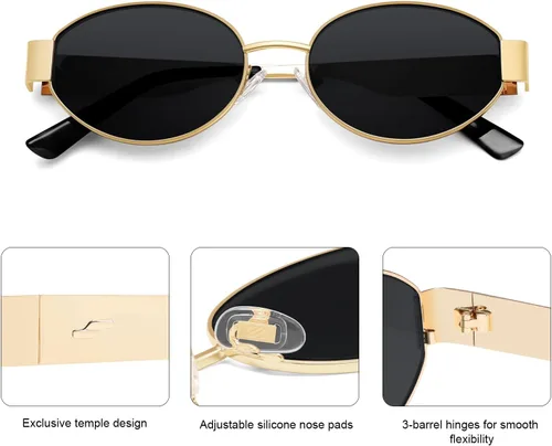 Vista 5 de SOJOS Gafas de sol ovaladas retro para mujer, de moda, clásicas, con protección UV400, SJ1256