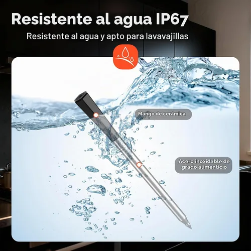 Vista 6 de TechRise Termómetro inalámbrico Bluetooth para carne con aplicación, termómetro digital inalámbrico para horno, ahumador, freidora de aire, cocina
