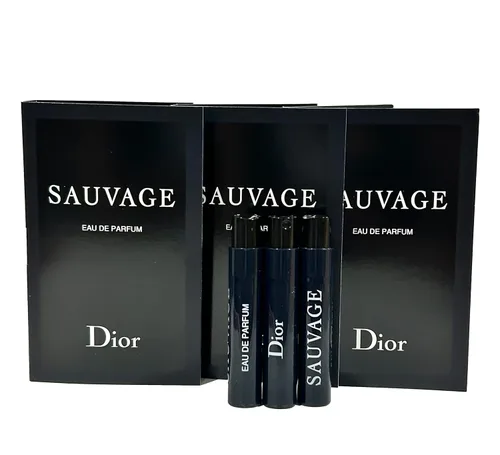 Vista 5 de Dior Christian SAUVAGE MEN Muestra de Perfum EDP Frasco 1 ml / 0.03 oz - 3 PIEZAS - Juego de 3