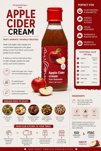 Vista 6 de Messino Esmalte balsámico de sidra de manzana, 8.5 fl oz - Reducción balsámica de manzana dulce para rociar, ensaladas y acabado