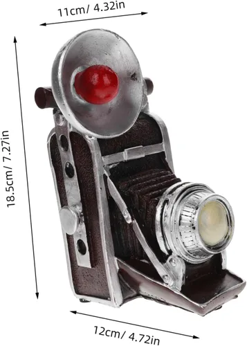 Vista 2 de Garneck Modelo de cámara de estilo retro, adorno decorativo para decoración del hogar y escritorio, diseño único de alcancía, encantadora escultura