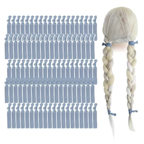 Vista 38 de MEEDEE Paquete de 100 lazos para el cabello, color negro, sin pliegues, nudos suaves para mujeres, sin daño, adecuado para colas de caballo, yoga