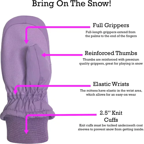 Vista 5 de N'Ice Caps - Mitones impermeables para niños, con aislamiento Thinsulate para clima frío