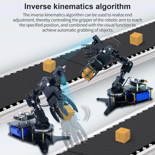 Vista 2 de Brazo robot 6DOF para Raspberry Pi 4B, kit de brazo robótico Python programable de escritorio AI Vision con cámara para adultos