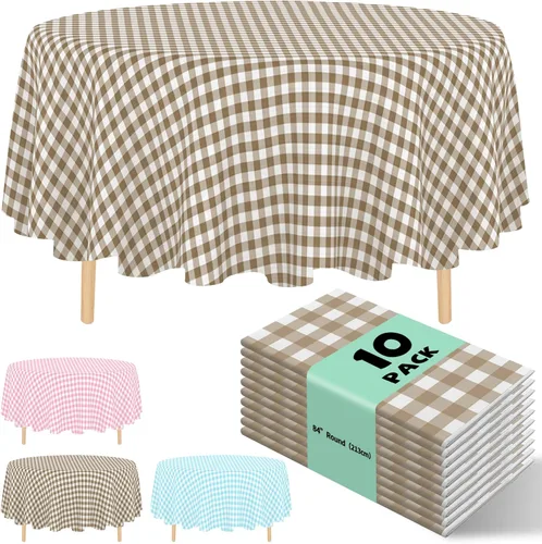 Vista 27 de Paquete de 10 manteles desechables de plástico premium de 54 x 108 pulgadas, mantel rectangular para mesa, para cumpleaños, bodas, Navidad, Beige