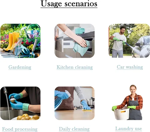 Vista 8 de 3 pares de guantes duraderos para lavar platos sin látex, puño de 15 pulgadas de largo, ideales para limpieza de cocina, lavandería, jardinería