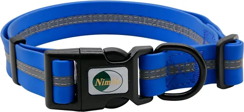 Vista 15 de NIMBLE Collar de perro impermeable para mascotas, ajustable, reflectante, duradero, flexible, de nailon con revestimiento de polímero, collares