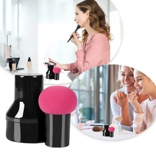 Vista 5 de 2 esponjas de maquillaje, esponjas de maquillaje con asas, estuches de maquillaje para cremas y polvos de base (hongo A)