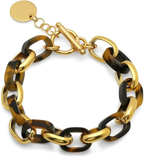 Vista 5 de Steeltime Collar con colgante de acero inoxidable chapado en oro de 18 quilates