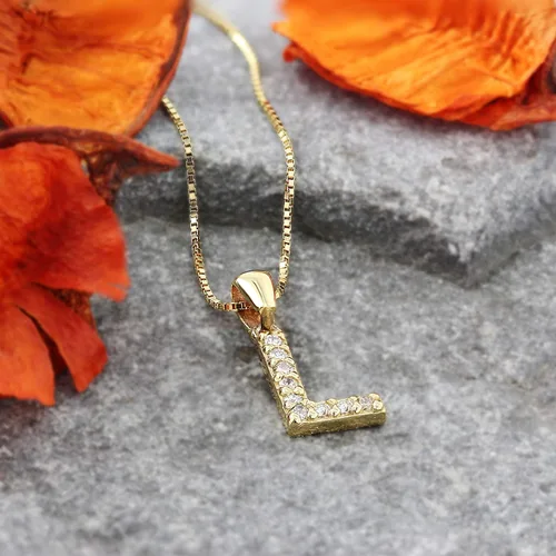 Vista 62 de Collar colgante con letra inicial de diamantes en oro amarillo de 14k (1/10 quilates) 18 pulgadas