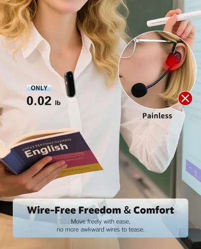 Vista 2 de Tearstone Amplificador de voz para profesores con micrófono de solapa magnético inalámbrico, altavoz recargable portátil Bluetooth, 2 micrófonos