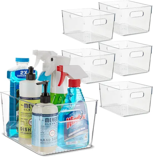 Vista 38 de Contenedor de plástico transparente para almacenamiento de alimentos con asas para organizar cocina, despensa, refrigerador, congelador, despensa