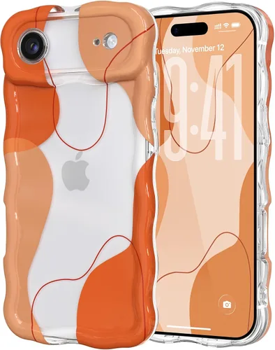 Vista 73 de DEFBSC Funda para iPhone 15 con bonito diseño ondulado, color negro