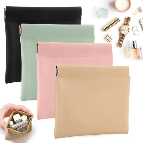 Vista 11 de BUSOHA Pequeña bolsa de maquillaje para bolso, mini bolsas de cosméticos portátiles para mujeres, monedero, lápiz labial, organizador de accesorios