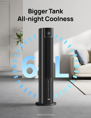 Vista 3 de DREO Enfriador evaporativo de pantano de aire, ventiladores de enfriamiento de 43 pulgadas que sopla aire frío 2025 actualizado, ventilador de piso