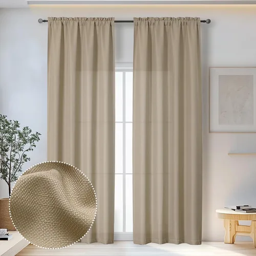 Vista 18 de OWENIE Bob Juego de 2 Paneles de Cortinas Negras de Cocina para Ventanas de 36 Pulgadas de Largo, Cortinas Cortas de Café con Textura de Lino