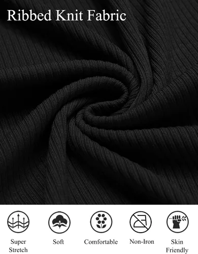 Vista 5 de COOFANDY Camisa de vestir elástica de manga larga con botones de punto acanalado para hombre