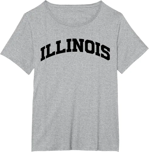 Vista 69 de Illinois Gift - Camiseta de diseño deportivo con texto universitario, gris, S