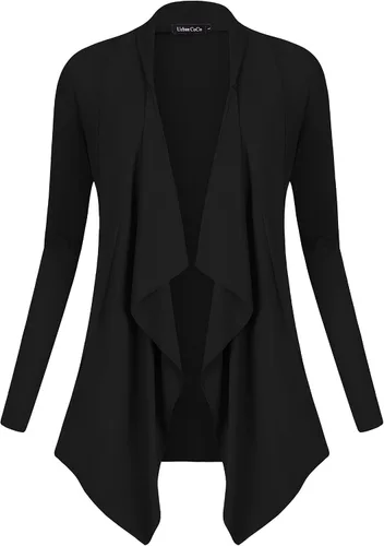 Vista 2 de Urban CoCo Cárdigan abierto frontal para mujer, manga larga, dobladillo irregular