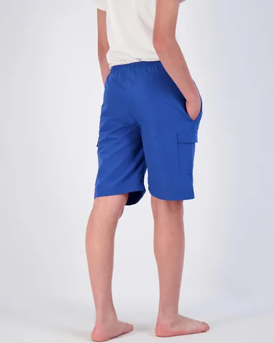 Vista 3 de Real Essentials Paquete de 3 Traje de baño para niño con bolsillos tipo cargo y forro de malla, UPF 50+