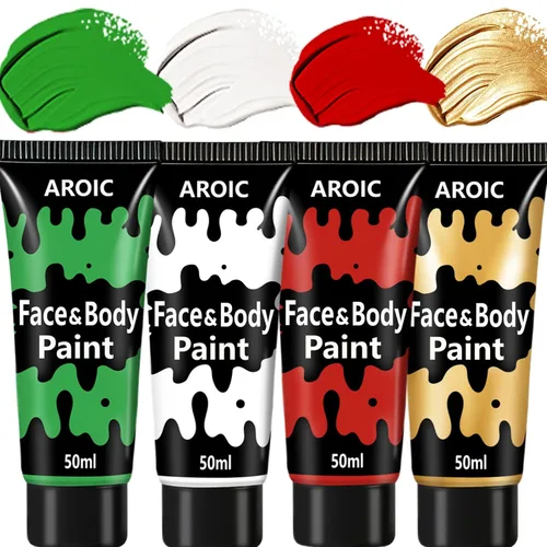 Vista 11 de AROIC Pintura a base de agua del cuerpo de la cara de 4 colores, pintura a