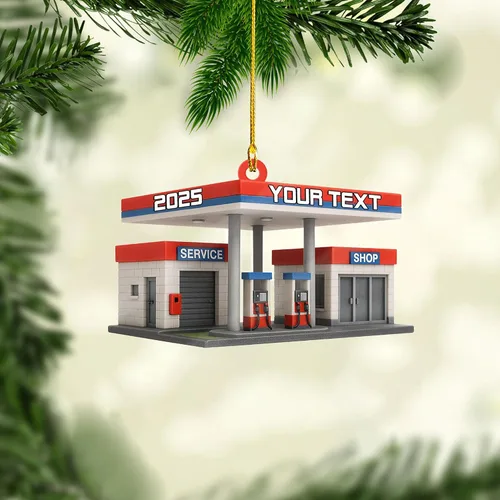 Vista 9 de Adorno de Navidad personalizado con bomba de gas, decoración retro personalizada para árbol de vacaciones, recuerdo único para trabajadores
