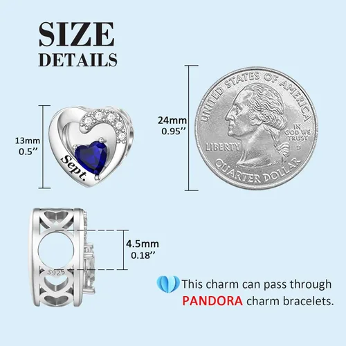Vista 40 de SEVENWELL Dijes de piedra natal con flor grabada para el mes de nacimiento, pulsera de plata de ley 925, feliz cumpleaños para mujer
