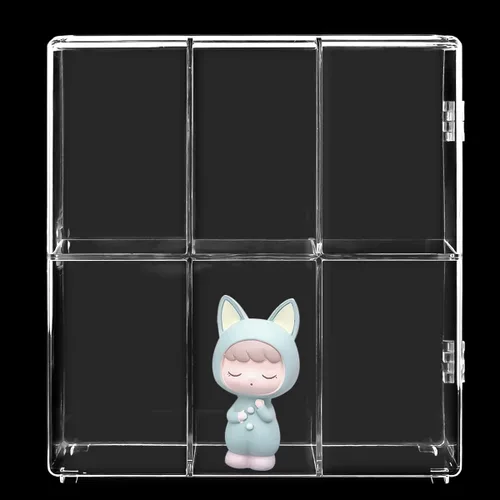 Vista 10 de Vitrina para coleccionables, paquete de 2 unidades, 4 capas, ajustable, vitrina, con puerta magnética, caja transparente apilable para escaparate