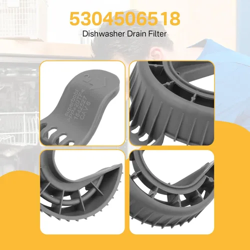 Vista 6 de Showingo Filtro de drenaje para lavavajillas 5304506518 154252701 compatible con lavavajillas Frigidaire, trampa de tierra para lavavajillas que