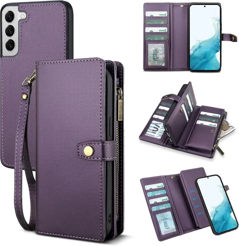 Vista 30 de TwoHead - Funda tipo cartera para Samsung Galaxy S22, 11 tarjeteros, color negro Sueño Negro