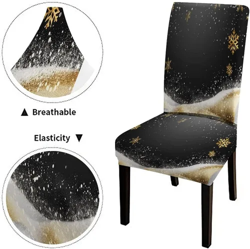 Vista 118 de CAPSCEOLL Christmas Dining Chair Covers,Snowflakes Festive Winter Pattern Stretch Chair Covers for Dining Room Set of 2 Washable Spandex Parson