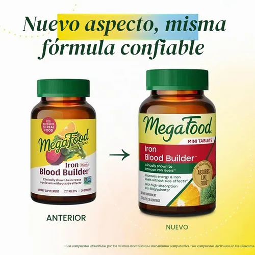 Vista 2 de MegaFood Suplemento de hierro constructor de sangre, apoyo energético, 60
