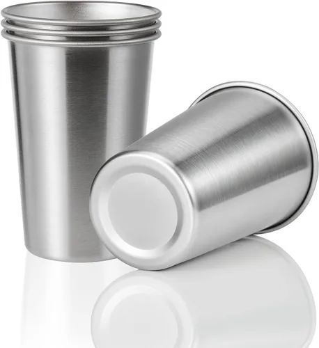 Vista 15 de Paquete de 12 vasos de acero inoxidable de 16 onzas, saludables, irrompibles y apilables, vasos de metal para beber, vasos de cerveza