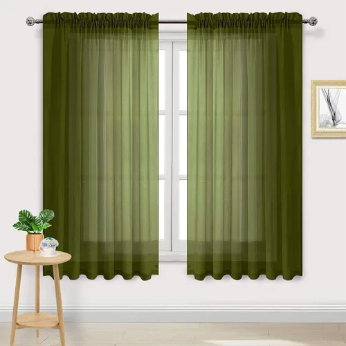 Vista 142 de DWCN Cortinas Transparentes Aqua de Voile Semitransparente con Bolsillo para Barra para Dormitorio y Sala de Estar, 36 x 36 pulgadas de Largo, Juego