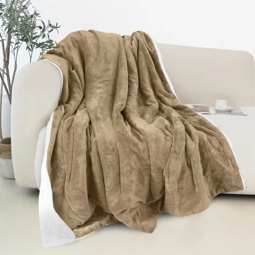 Vista 39 de Elegant Comfort - Manta reversible y ultra suave de franela con forro polar - Manta de sherpa navideña de invierno - Ligera, suave y acogedora