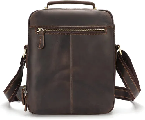 Vista 5 de Ringsun Bolso pequeño de cuero para hombre, bolso de cuero para hombre, bolsa de mensajero para hombre, bolsa cruzada con cremallera, bolsa