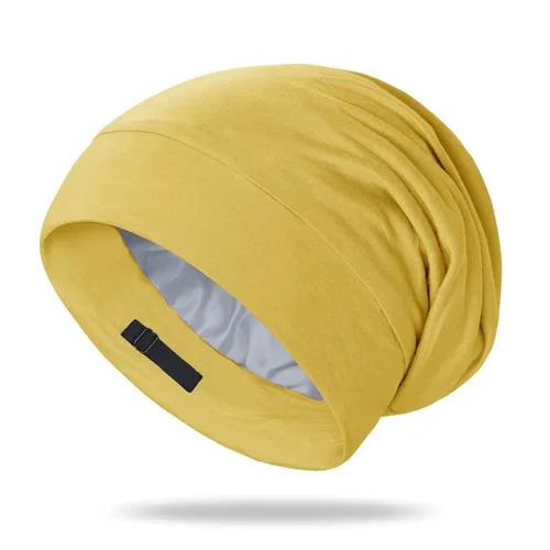 Vista 18 de OLESILK Gorro de seda para cabello rizado, gorro de seda para dormir, unisex, mediano, negro