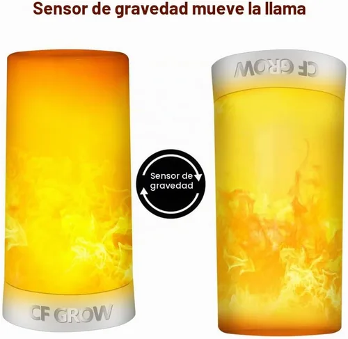Vista 9 de Luz LED con efecto de llama, recargable por USB, impermeable, regulable, 4 modos, linterna con efecto de detección de gravedad y base magnética