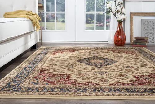 Vista 5 de Kirsten - Alfombra rectangular tradicional oriental marfil, 8 x 10 pies Rojo
